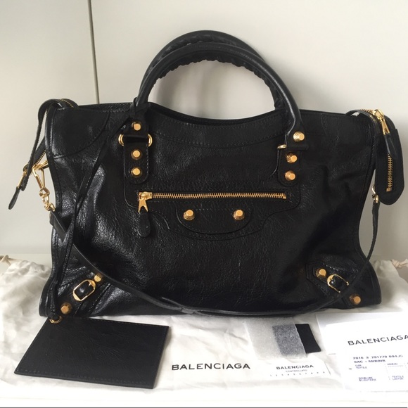 balenciaga classic city gold